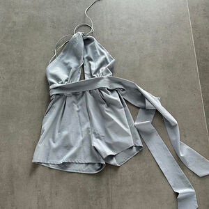 Grey halter neck romper #playsuit